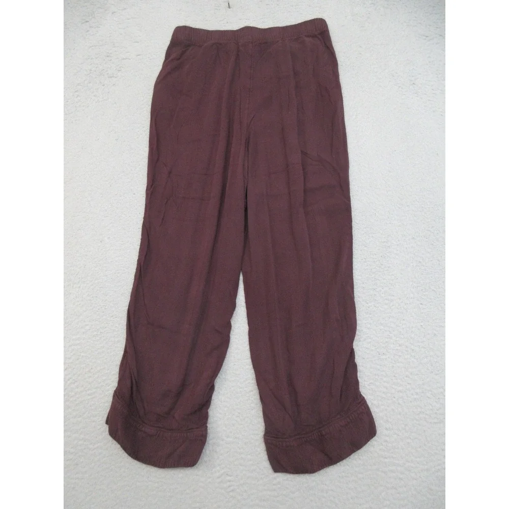 Lands End Pajama Set Women S Red Viscose Button Front Top Pants Soft Lounge